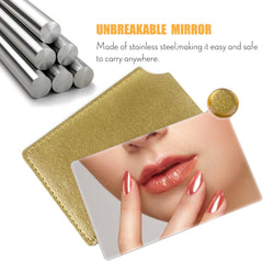 Unbreakable Stainless Steel Makeup Mirrors,Vanity Mirror Small for Purse Handbag Travel, Rectangular Handheld Compact Pocket Mirror Tiny Wallet Mirror Plate for Makeup