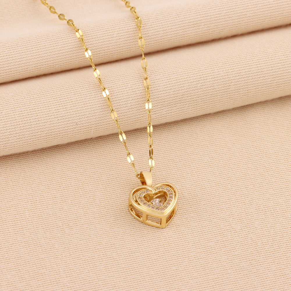 Regalo del Día de San Valentín, colgante de amor inteligente de doble capa, collar de acero de titanio, joyería de moda para mujer