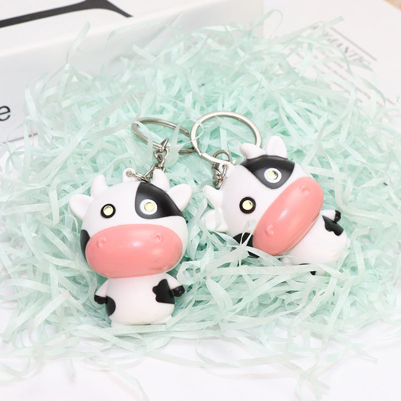 Creative Sound Glowing Cow Pendant Keychain