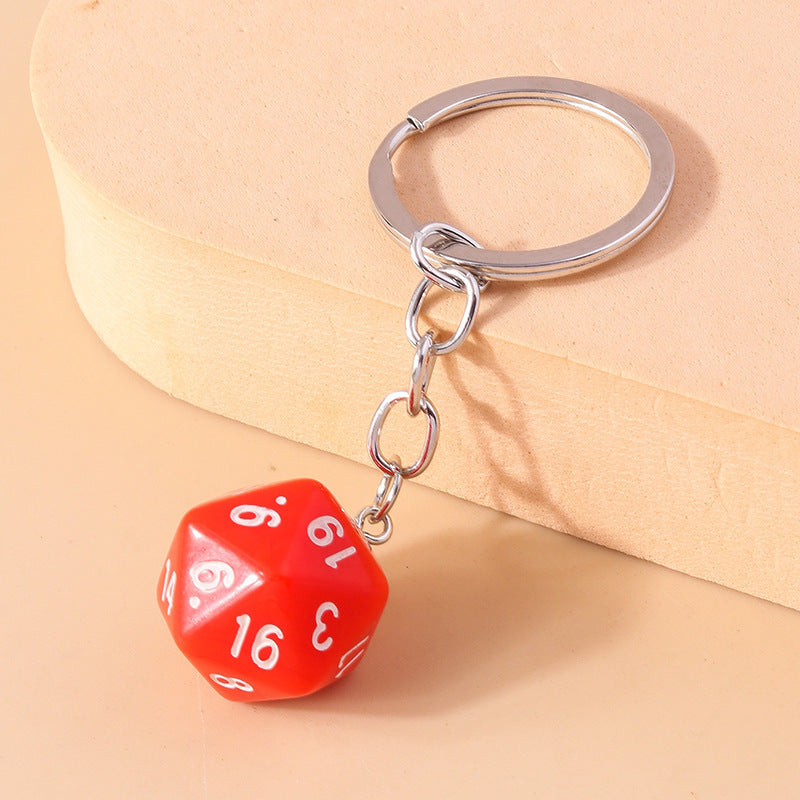 Colorful Multi-sided Dice Fun Pendant Men's Keychain