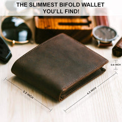 Top Grain Leather Wallet for Men | RFID Blocking | Bifold, Extra Capacity with 2 ID Windows | Ultra Strong Stitching | Slim Billfold with 8 Card Slots | Gift for Him