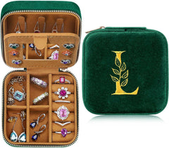 Travel Jewelry Case for Women Girls, L Initial Travel Jewelry Case | Small Jewelry Travel Case | Personalized Travel Mini Jewelry Case | Birthday Gifts for Women Mom Grandma