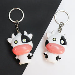 Creative Sound Glowing Cow Pendant Keychain