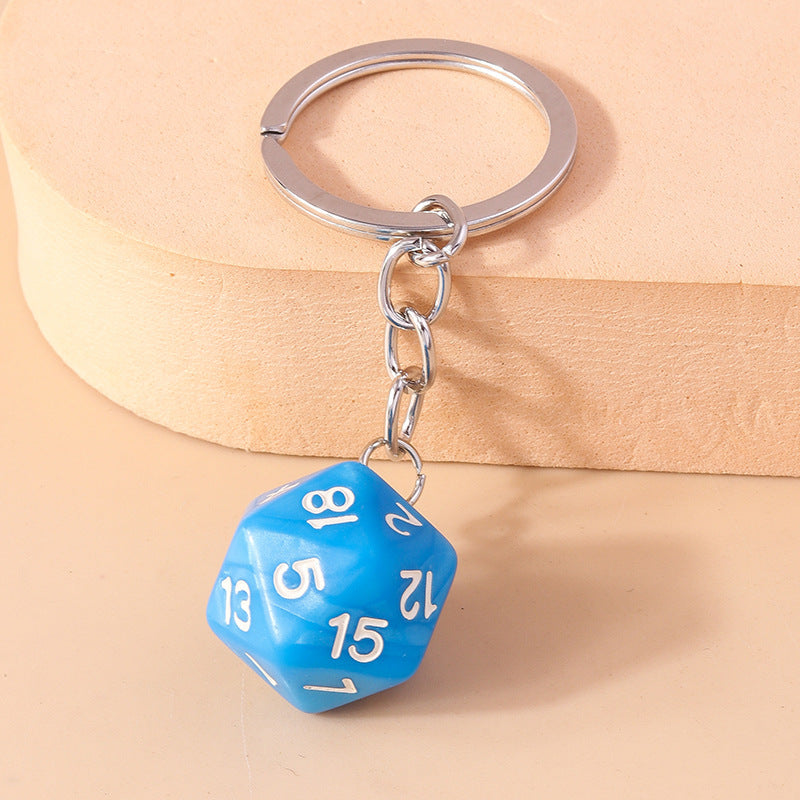 Colorful Multi-sided Dice Fun Pendant Men's Keychain